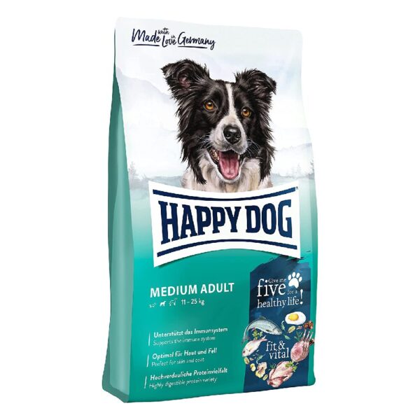 غذای سگ بالغ متوسط گوشت، مرغ و ماهی 12 کیلویی Happy Dog Medium Adult, 12 kg