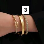 دستبند استیل دخترانه طلایی3